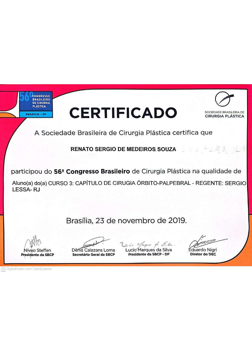 56º Congresso Brasileiro de Cirurgia Plástica — Curso de Cirurgia Órbito-Palpebral, SBCP, 2019