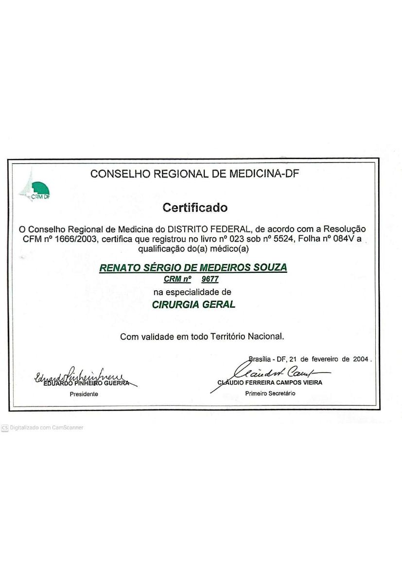 Registro de qualificação de especialista em Cirurgia Geral — CRM-DF