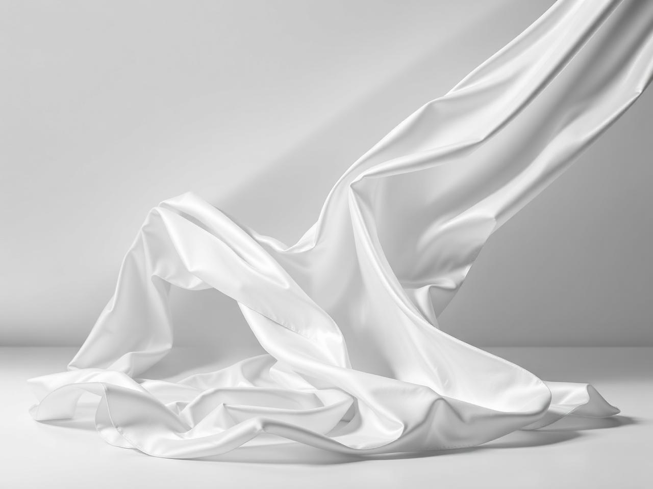 Tecido branco em curvas esculturais, imagem ilustrativa abstrata