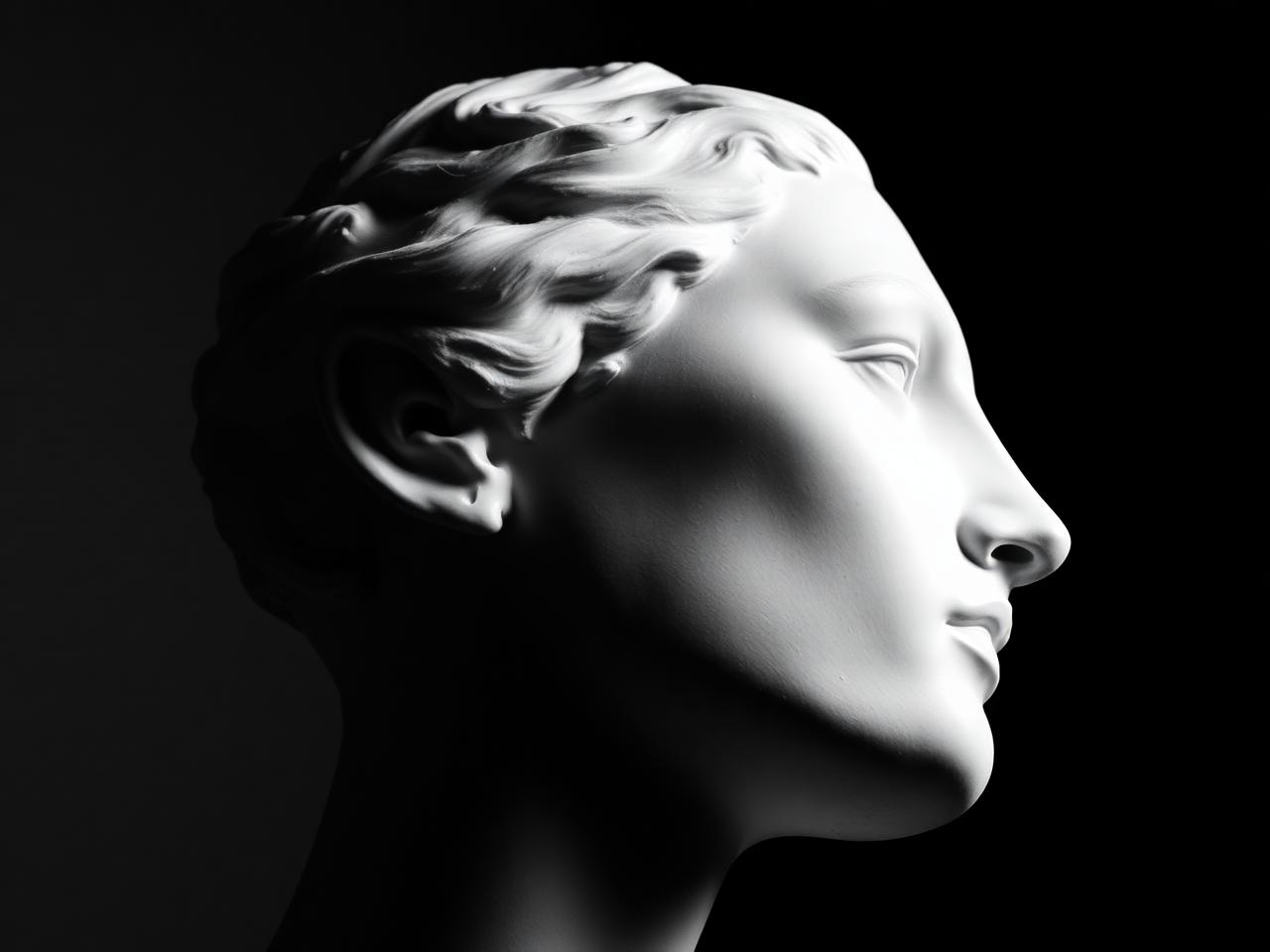 Escultura clássica em perfil destacando a linha do nariz, imagem ilustrativa